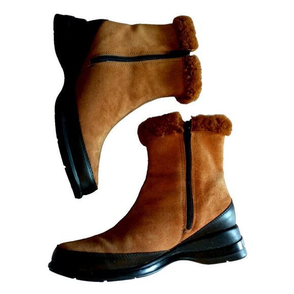 Studio B by Blondo Suede Waterproof Ankle Boots Side Zip Copper Brown - 7.5M - Picture 3 of 8
